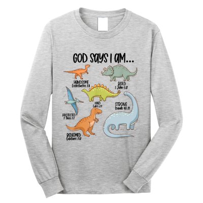 Cute God Says I Am Vintage Dinosaur Funny Long Sleeve Shirt