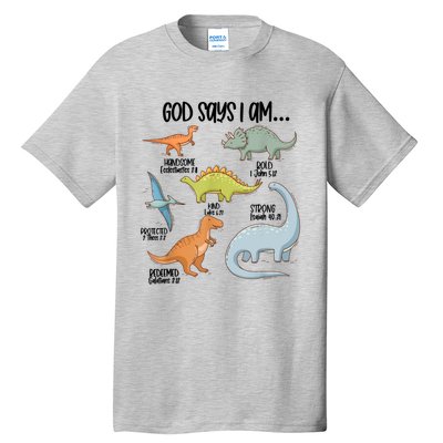 Cute God Says I Am Vintage Dinosaur Funny Tall T-Shirt