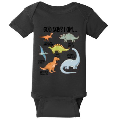 Cute God Says I Am Vintage Dinosaur Funny Baby Bodysuit