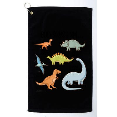 Cute God Says I Am Vintage Dinosaur Funny Golf Towel