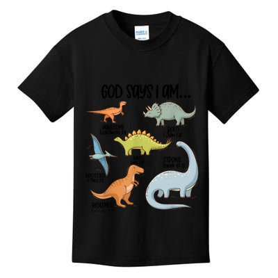Cute God Says I Am Vintage Dinosaur Funny Kids T-Shirt