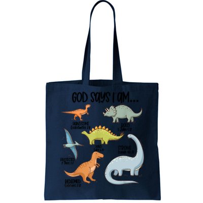 Cute God Says I Am Vintage Dinosaur Funny Tote Bag