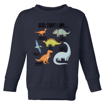 Cute God Says I Am Vintage Dinosaur Funny Toddler Sweatshirt