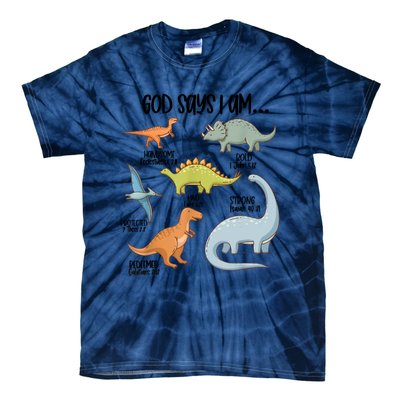 Cute God Says I Am Vintage Dinosaur Funny Tie-Dye T-Shirt