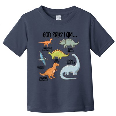 Cute God Says I Am Vintage Dinosaur Funny Toddler T-Shirt