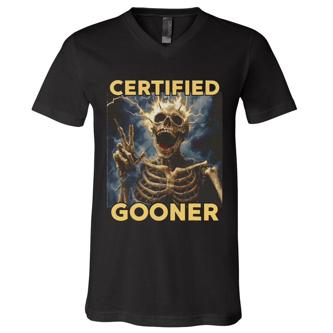 Certified Gooner Skeleton Vintage Funny V-Neck T-Shirt