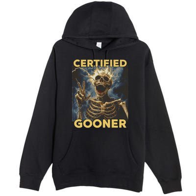Certified Gooner Skeleton Vintage Funny Premium Pullover Hoodie