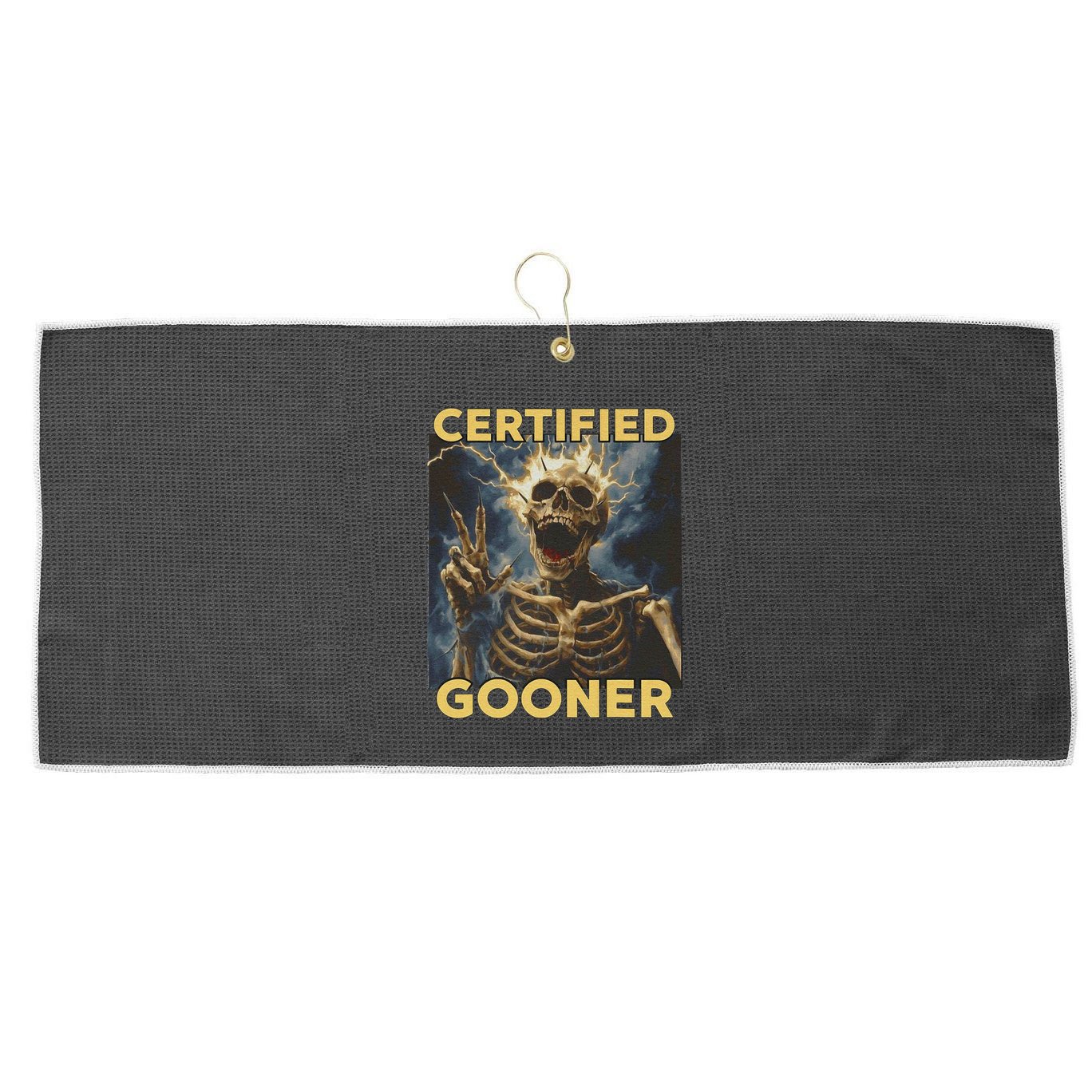 Certified Gooner Skeleton Vintage Funny Large Microfiber Waffle Golf Towel