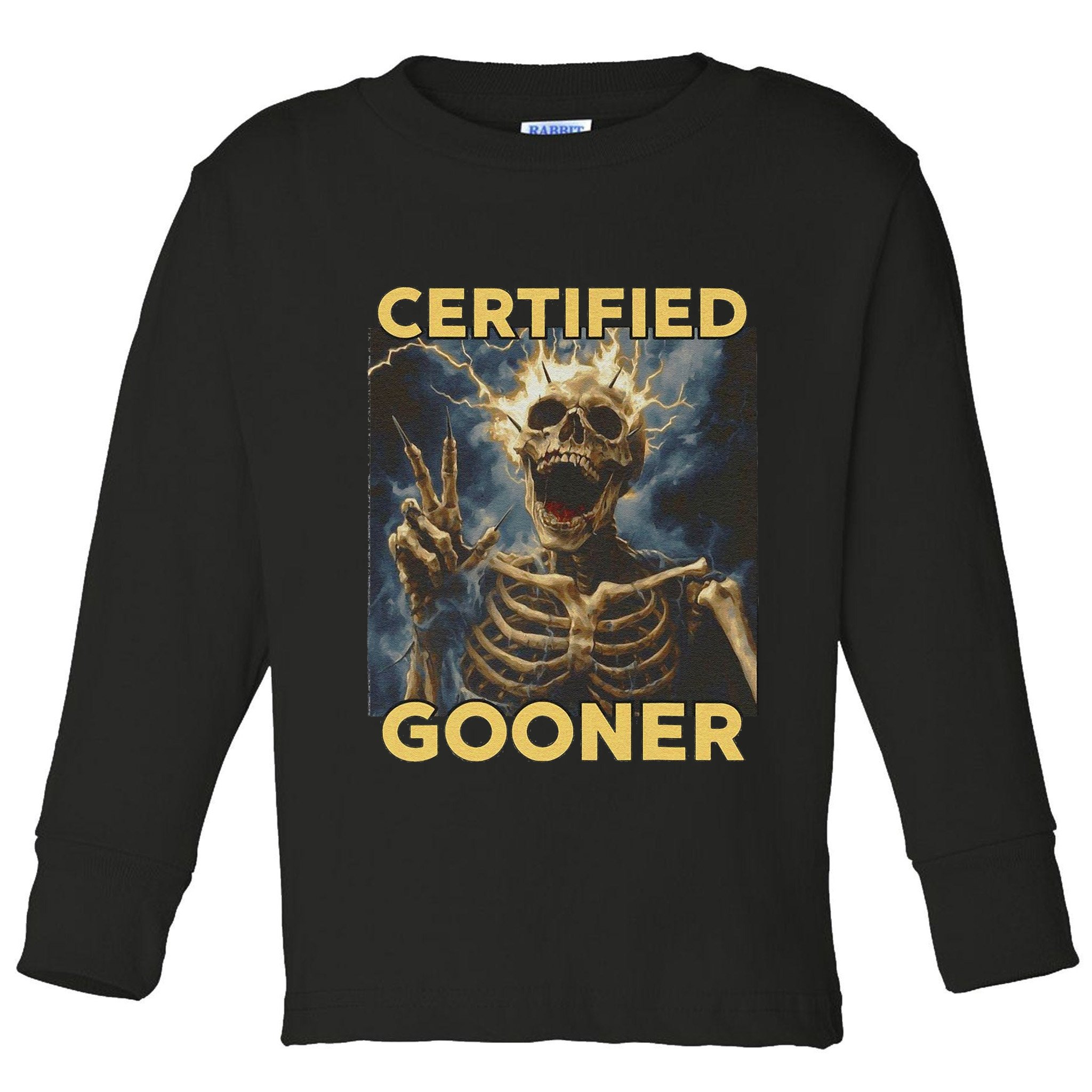 Certified Gooner Skeleton Vintage Funny Toddler Long Sleeve Shirt