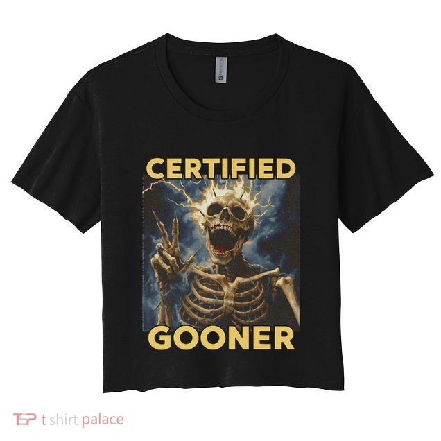 Certified Gooner Skeleton Vintage Funny Crop Top