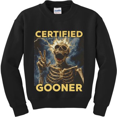 Certified Gooner Skeleton Vintage Funny Kids Sweatshirt