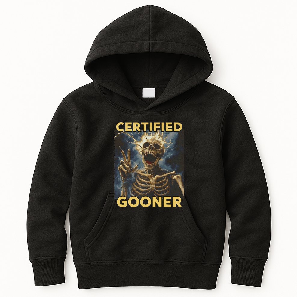 Certified Gooner Skeleton Vintage Funny Kids Hoodie