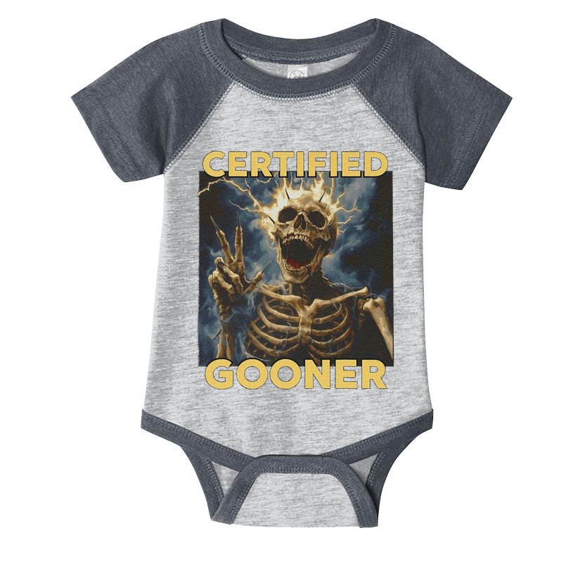 Certified Gooner Skeleton Vintage Funny Infant Baby Jersey Bodysuit