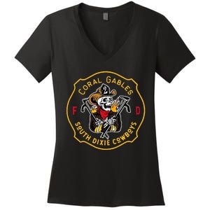 Coral Gables South Dixie Cowboys Fire Department Fire Women's V-Neck T-Shirt