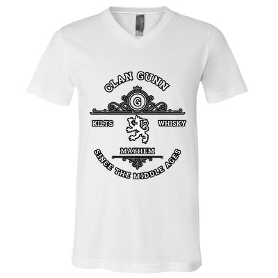 Clan Gunn Scottish Kilt Highland Games V-Neck T-Shirt