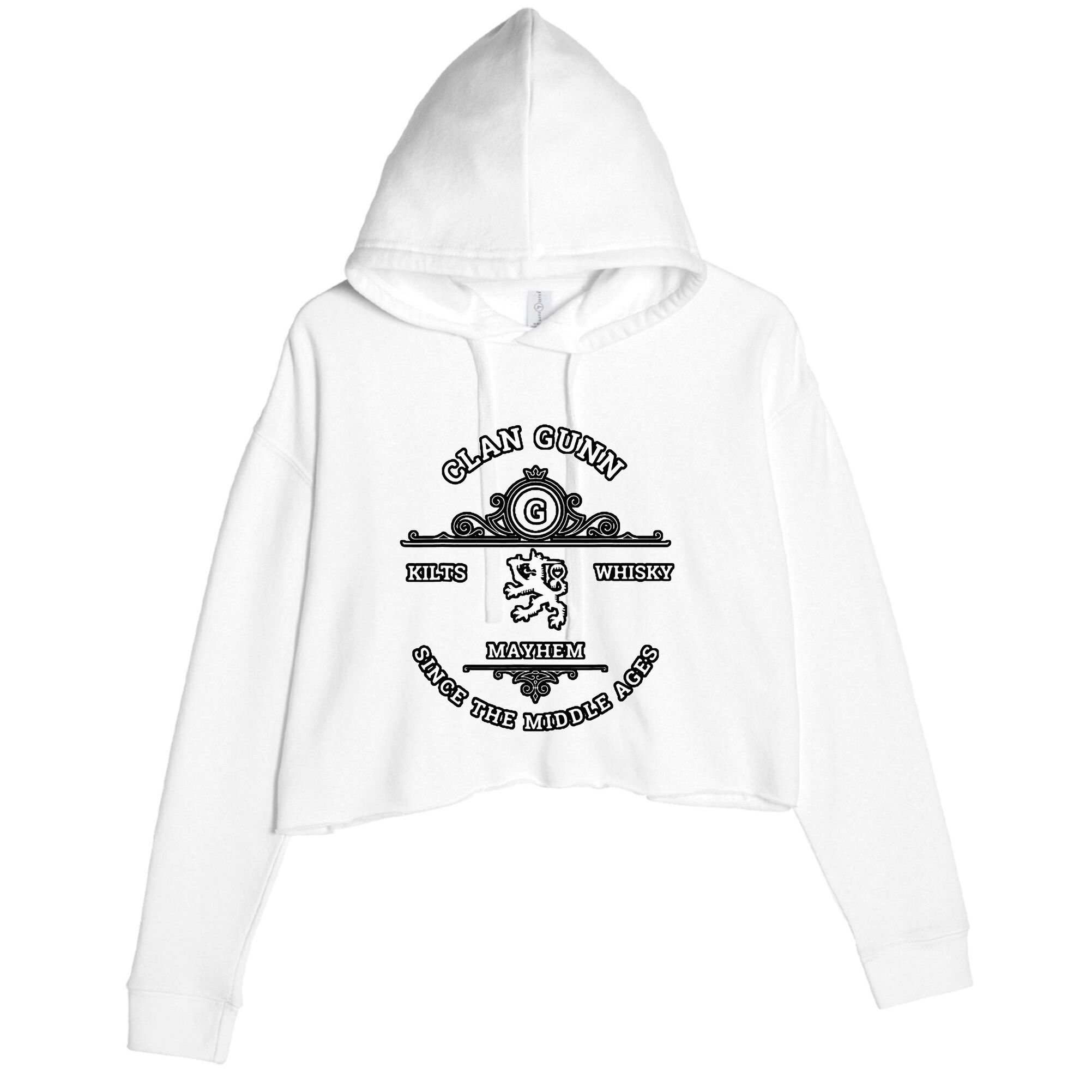 Clan Gunn Scottish Kilt Highland Games Crop Fleece Hoodie