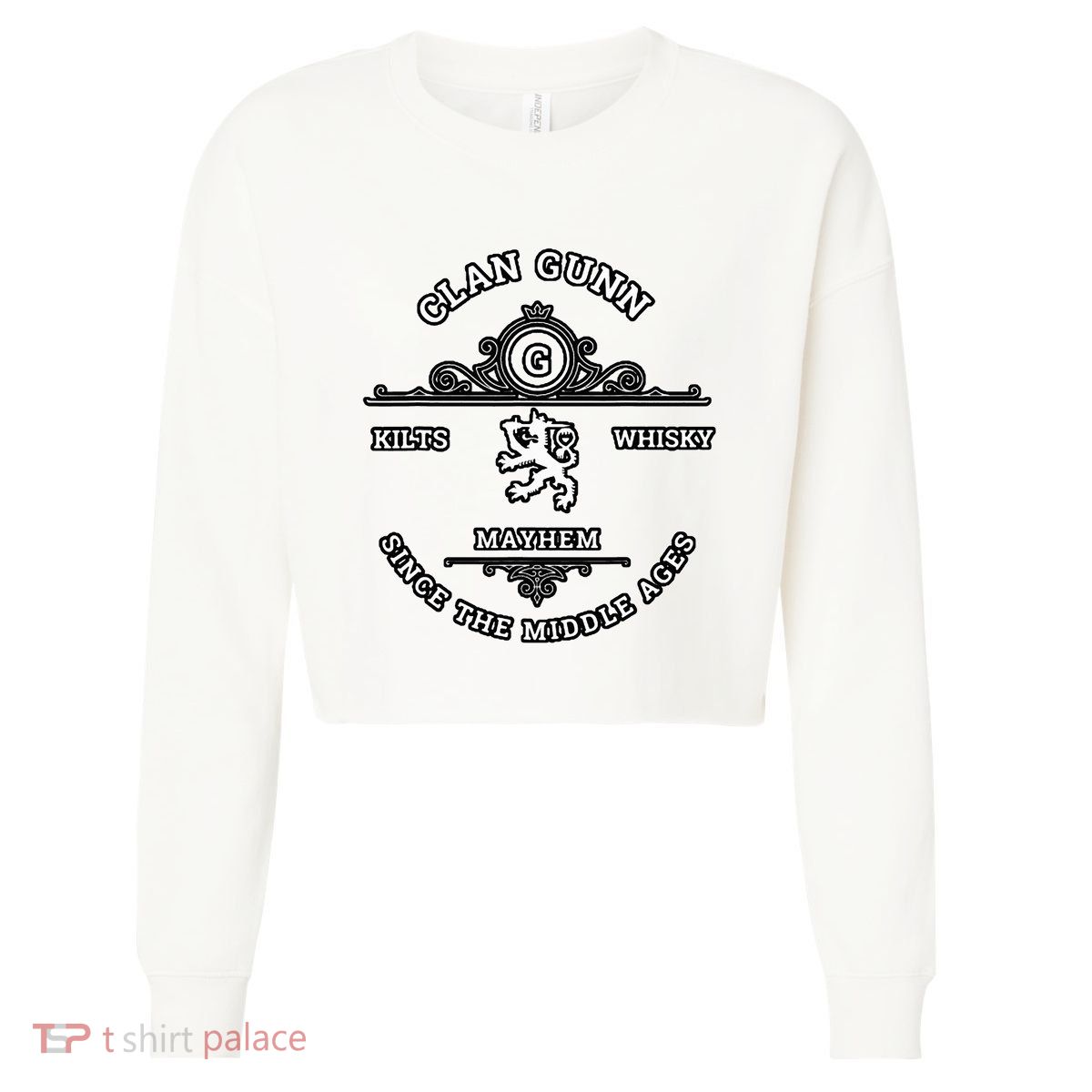 Clan Gunn Scottish Kilt Highland Games Cropped Pullover Crew