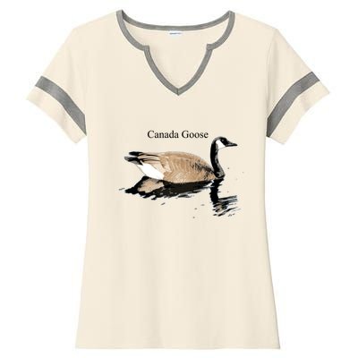 Canada Goose Swimming Gift Waterfowl Lover Ladies Halftime Notch Neck Tee