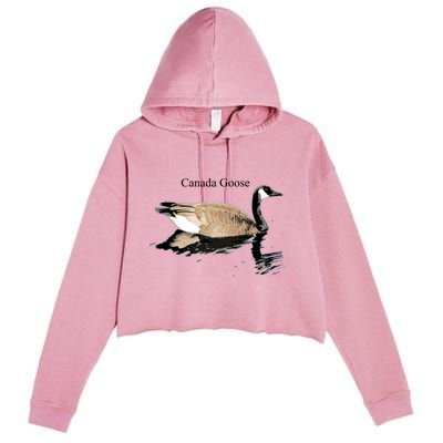 Canada Goose Swimming Gift Waterfowl Lover Crop Fleece Hoodie