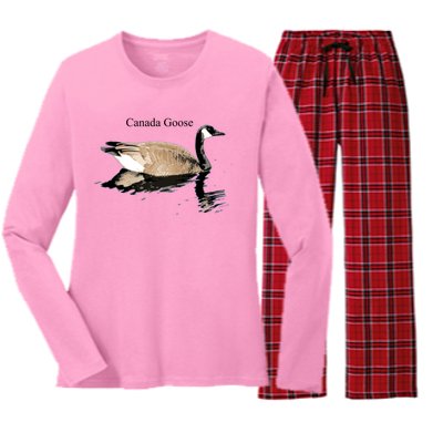 Canada Goose Swimming Gift Waterfowl Lover Women's Long Sleeve Flannel Pajama Set 