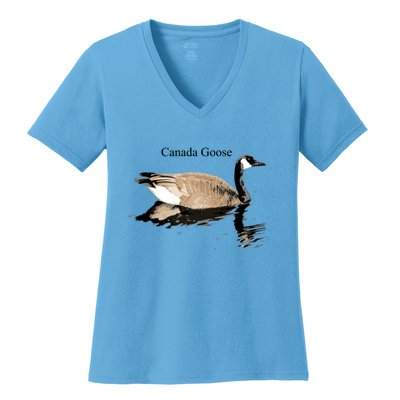 Canada Goose Swimming Gift Waterfowl Lover Women's V-Neck T-Shirt