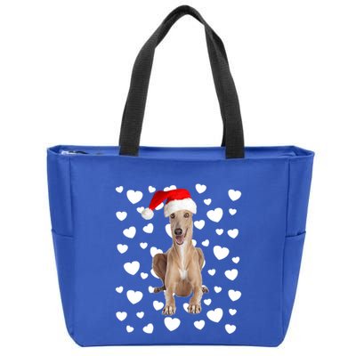 Christmas Greyhound Santa Hat Holidays Dog Mom Dad Xmas Cute Gift Zip Tote Bag
