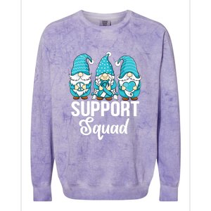 Cute Gnomes Support Squad Survivor Cervical Cancer Awareness Colorblast Crewneck Sweatshirt