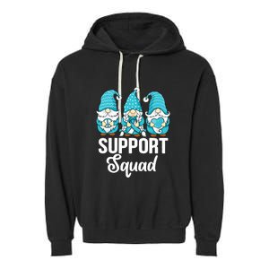 Cute Gnomes Support Squad Survivor Cervical Cancer Awareness Garment-Dyed Fleece Hoodie