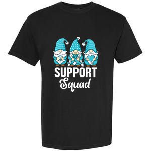 Cute Gnomes Support Squad Survivor Cervical Cancer Awareness Garment-Dyed Heavyweight T-Shirt