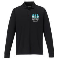 Cute Gnomes Support Squad Survivor Cervical Cancer Awareness Performance Long Sleeve Polo