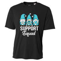 Cute Gnomes Support Squad Survivor Cervical Cancer Awareness Cooling Performance Crew T-Shirt