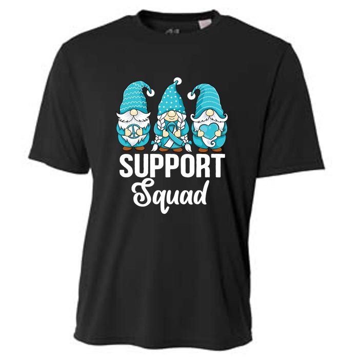 Cute Gnomes Support Squad Survivor Cervical Cancer Awareness Cooling Performance Crew T-Shirt