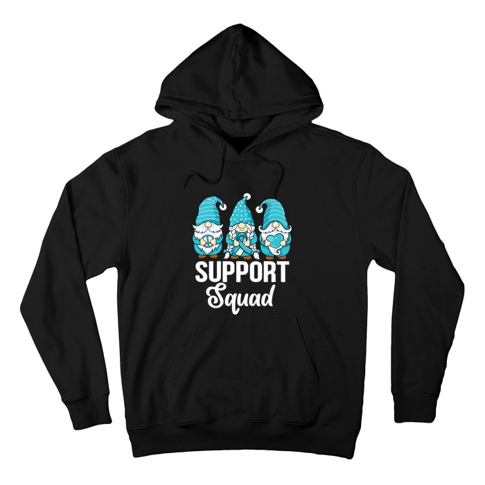 Cute Gnomes Support Squad Survivor Cervical Cancer Awareness Hoodie