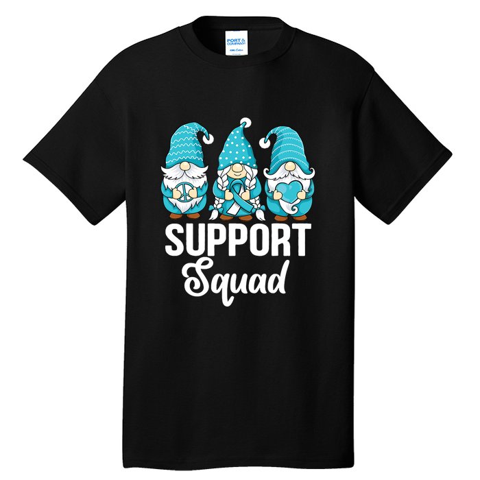 Cute Gnomes Support Squad Survivor Cervical Cancer Awareness Tall T-Shirt