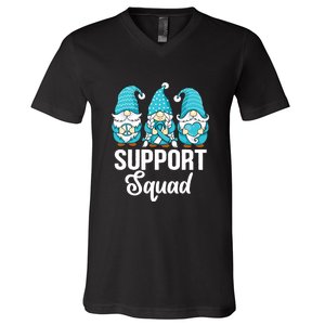 Cute Gnomes Support Squad Survivor Cervical Cancer Awareness V-Neck T-Shirt