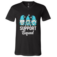 Cute Gnomes Support Squad Survivor Cervical Cancer Awareness V-Neck T-Shirt