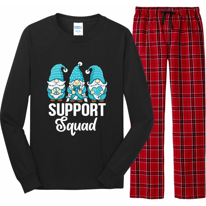 Cute Gnomes Support Squad Survivor Cervical Cancer Awareness Long Sleeve Pajama Set