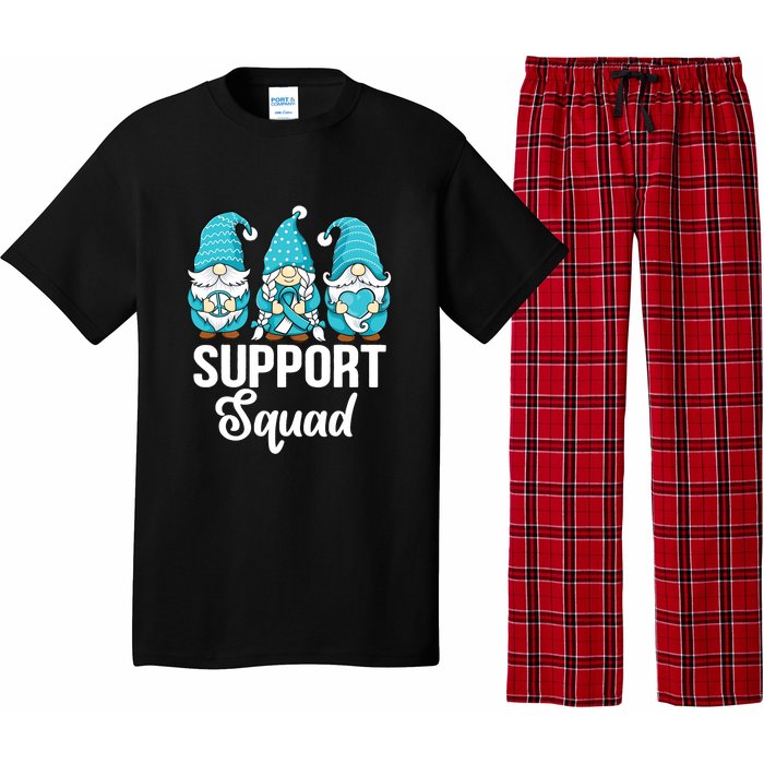 Cute Gnomes Support Squad Survivor Cervical Cancer Awareness Pajama Set