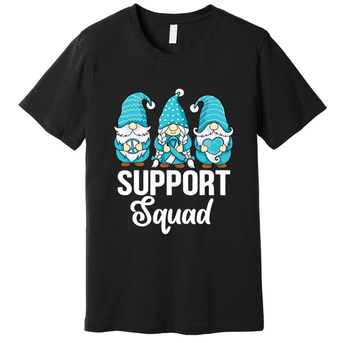 Cute Gnomes Support Squad Survivor Cervical Cancer Awareness Premium T-Shirt