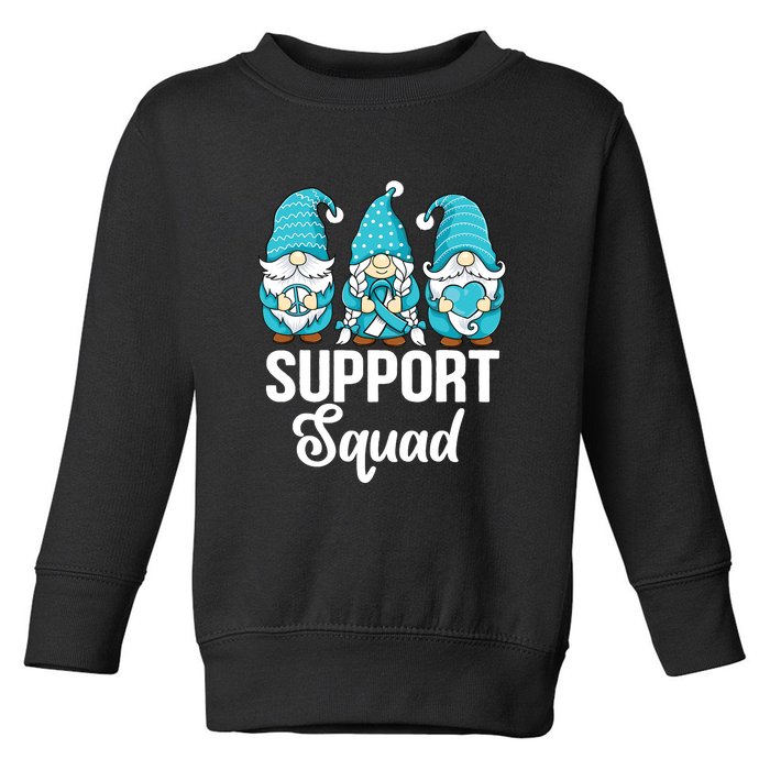 Cute Gnomes Support Squad Survivor Cervical Cancer Awareness Toddler Sweatshirt