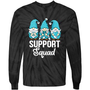 Cute Gnomes Support Squad Survivor Cervical Cancer Awareness Tie-Dye Long Sleeve Shirt