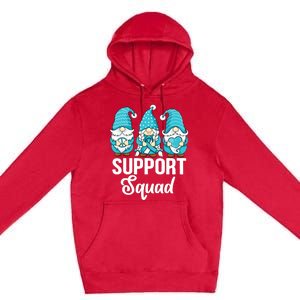 Cute Gnomes Support Squad Survivor Cervical Cancer Awareness Premium Pullover Hoodie