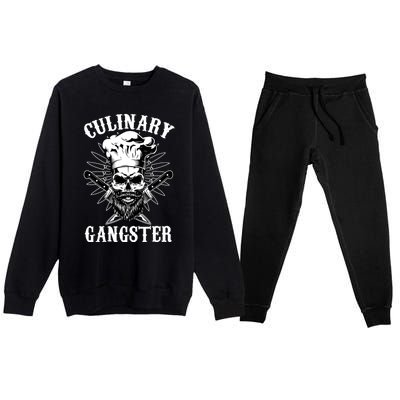 Culinary Gangster Skeleton Chef Funny Cooking Cook Meaningful Gift Premium Crewneck Sweatsuit Set