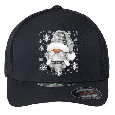 Cool Grey Santa Gnomie For Gothic And Emo With Winter Gnome Gift Flexfit Unipanel Trucker Cap