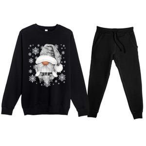 Cool Grey Santa Gnomie For Gothic And Emo With Winter Gnome Gift Premium Crewneck Sweatsuit Set