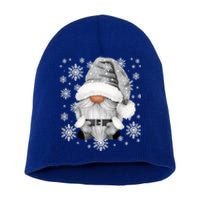 Cool Grey Santa Gnomie For Gothic And Emo With Winter Gnome Gift Short Acrylic Beanie