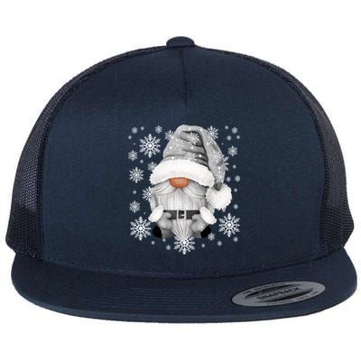 Cool Grey Santa Gnomie For Gothic And Emo With Winter Gnome Gift Flat Bill Trucker Hat