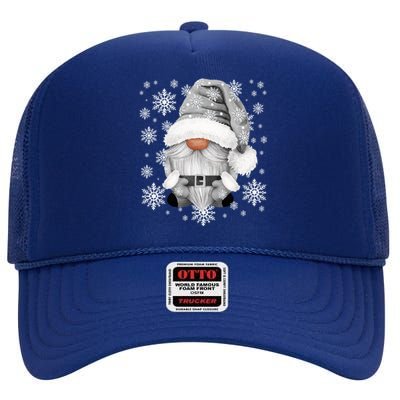 Cool Grey Santa Gnomie For Gothic And Emo With Winter Gnome Gift High Crown Mesh Back Trucker Hat