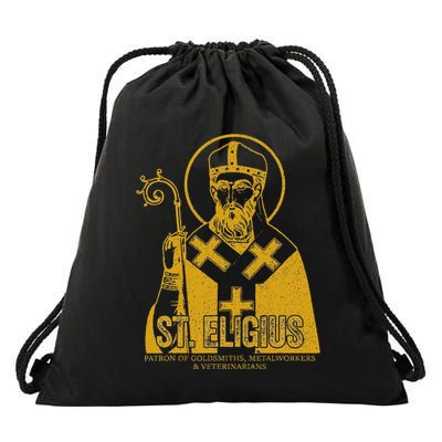 Catholicism Gold St. Eligius Jesus Catholic Christian Saint Drawstring Bag