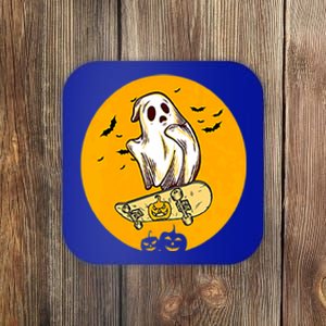 Cool Ghost Skateboard Boo Bat Pocket Halloween Spooky Season Gift Coaster